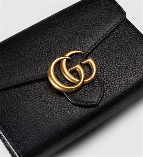 gucci gg marmont 2.0 leather chain wallet|Gucci flap wallet on chain.